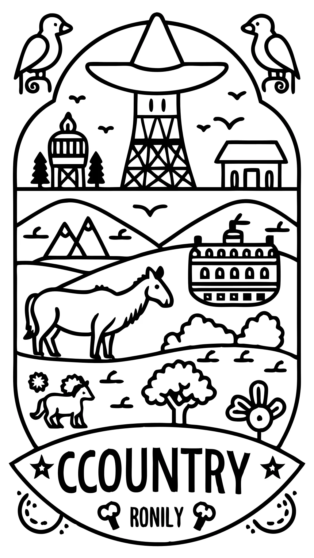 country coloring pages